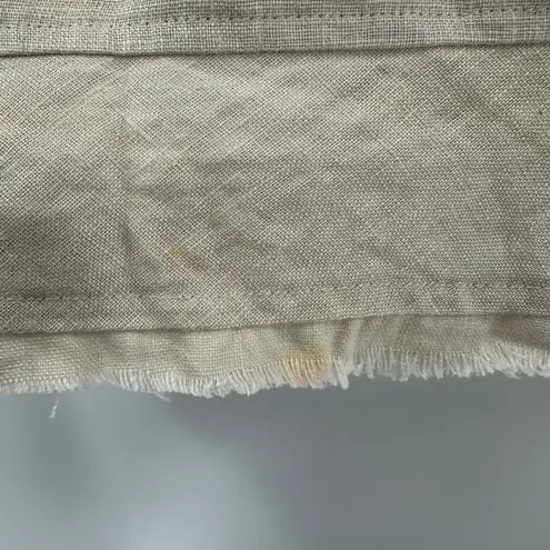 For Cynthia Cream Elastic Waistband Frayed Hem A-Line Linen Skirt Size Large