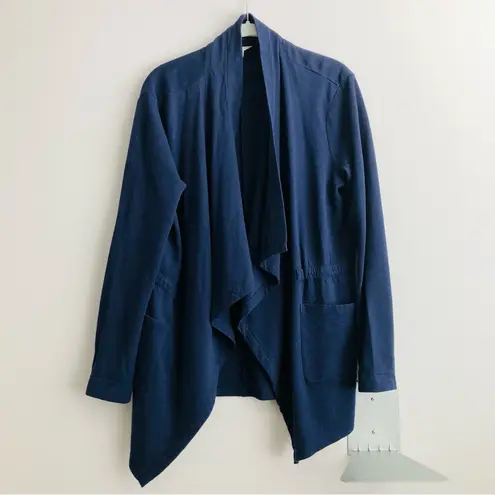 Caslon Nordstrom Open Cotton Waterfall Drape Navy blue Cardigan Women’s Size S