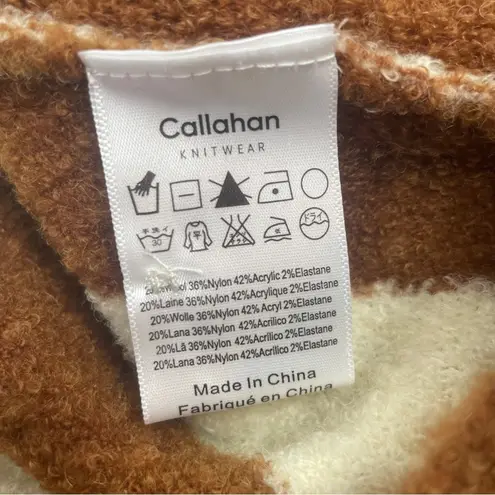 CALLAHAN KNITWEAR Fuzzy Striped Knit Sweater Womens Size XS Wool Academia Winter Brown