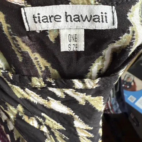 Tiare Hawaii Black Gold Tribal Diamond Print Maxi Dress Halter Neck Size S