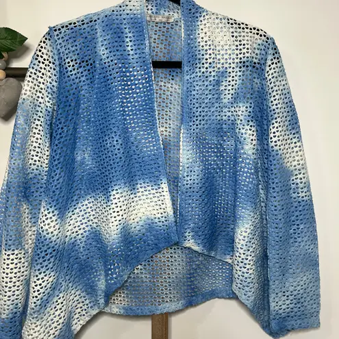 Alberto Makali Blue White Tie Dye Open Cardigan Size Small