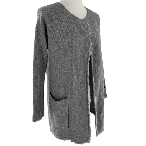 The White Company Ash Gray Merino Wool Long Cardigan Sweater Coat Size 8