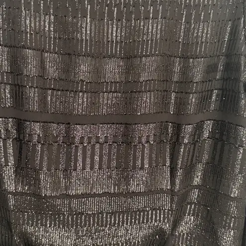 Sézane Black Metallic Long Sleeve Tie-Waist Top Blouse Size 38 6 US