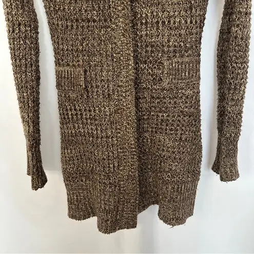 Vintage Say What USA Faux Fur Cardigan Sweater Women Size Medium Y2K Retro Brown