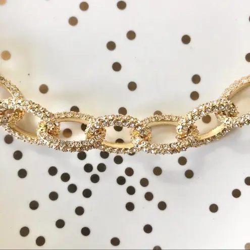 J.Crew  Gold Chainlink Embellished Clear Stone Bracelet NWT