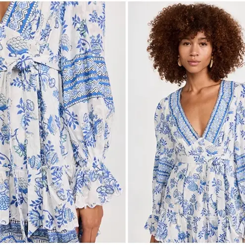 Hemant & Nandita Belted Mini Dress in Cobalt & White, Size XXL EXCELLENT! $405 White