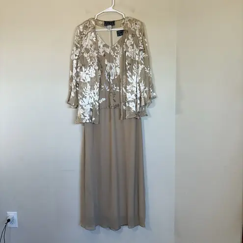 Alex Evenings Women's Gold 2-Piece Dress & Jacket Formal Wear | Size 14WP