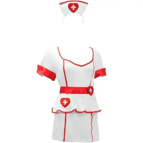 Spirit Naughty Nurse Sexy Nurse Costume Cosplay White Red Mini Dress Medium New
