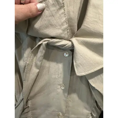 Vintage 90s My Michelle 100% Cotton Khaki Button Down Front Dress Tan Size M