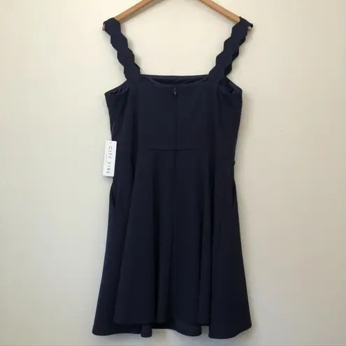 City Vibe NEW NWT Solid Navy Blue Mini Fit & Flare Dress Party Wedding JUNIORS