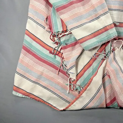 Natural Reflections Women's 2X Striped Open Front Cardigan Poncho Boho Fringe