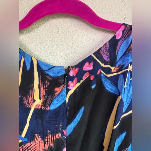 Maeve Anthropologie Elia Tropical Floral Open Shoulder Flutter Sleeve Dr…