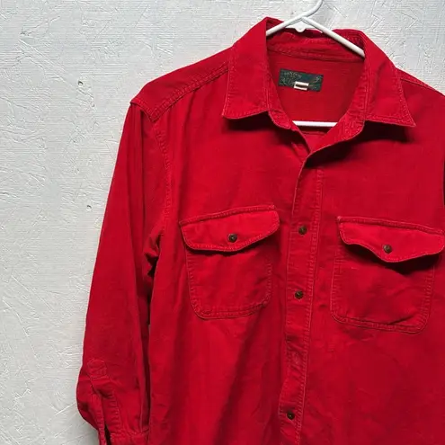 VTG Dindon Continental bright red button front ribbed shirt Shacket size large