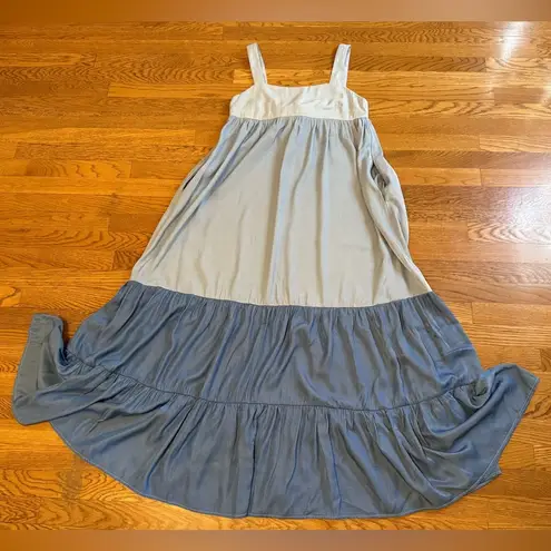 idem Ditto NWOT Tie back Tiered Ruffled Maxi Sundress in blue size M
