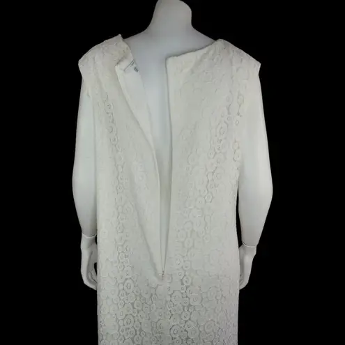 Studio One Womens 18 Ivory Lace Overlay Midi Dress Pearl Neckline Sleeveless