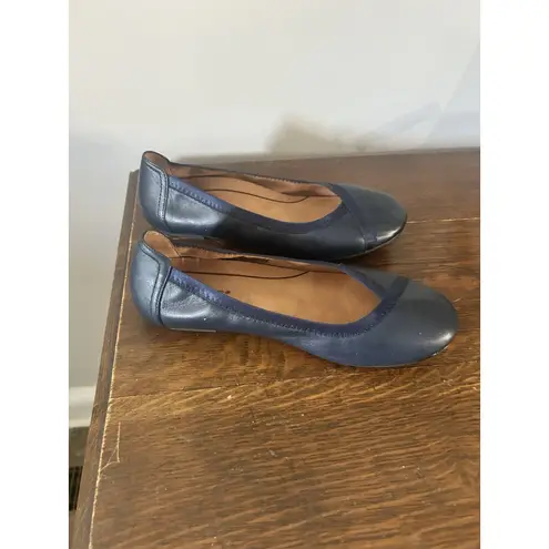 Vionic CAROLL Ballet Flat Shoes Navy Blue Arch Support Size 7.5 Preppy Classic