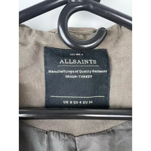 All Saints Portere Draped Hooded Parka in Army Green 4