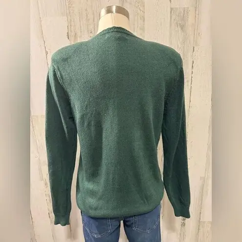 Vintage Beaded Floral Knit Sweater Green Embroidered Pullover‎ small