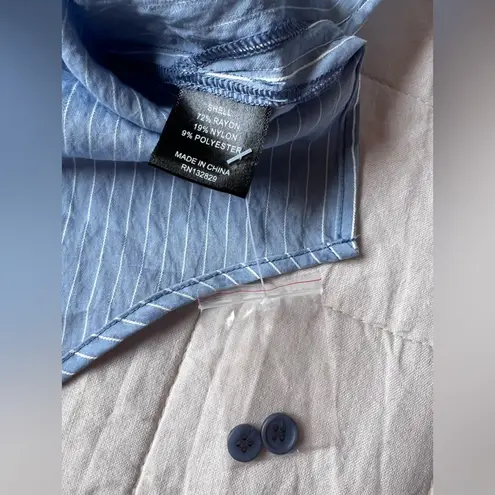 House of Harlow NWOT Ivory Blouse Light Blue Stripe Button Down Shirt - XL