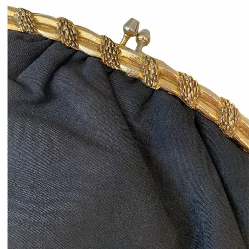 Vintage Victorian Black Clutch Gold chain Bag Purse Formal