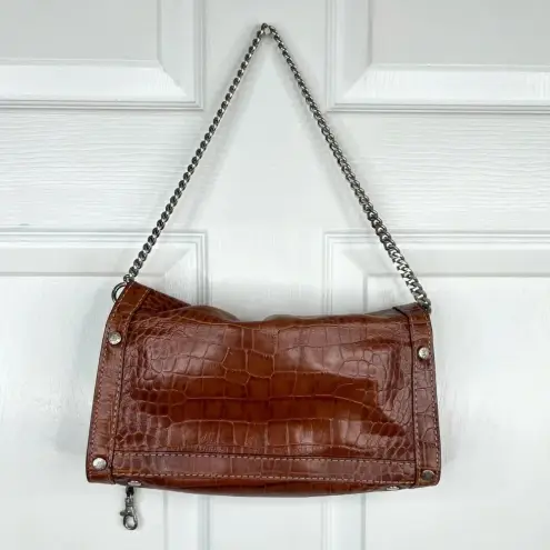 Michael Kors MICHAEL  Brown Crocodile Embossed Shoulder Bag Chain Strap Purse
