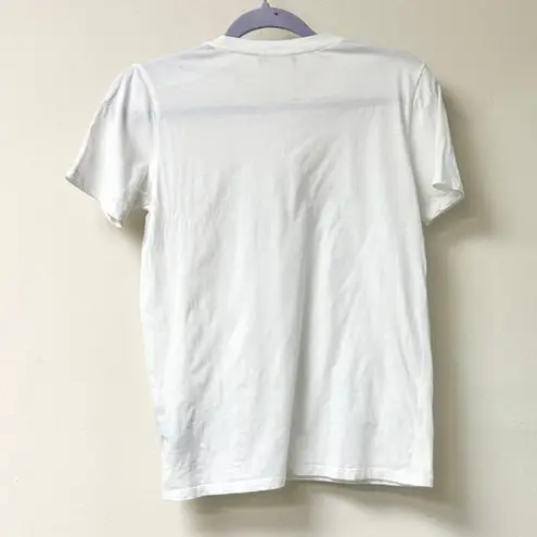 Balmain Logo Short Sleeve T-Shirt With Gold Buttons White Women's Size XXS