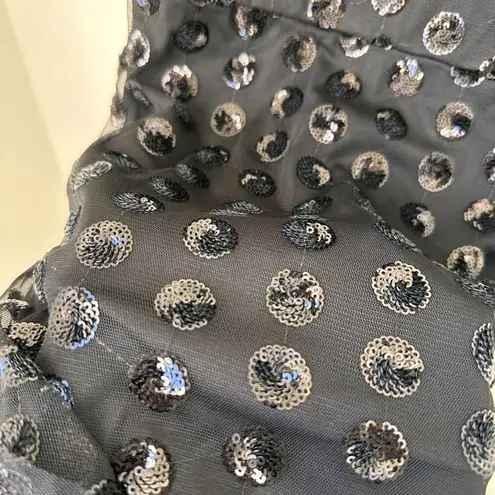 Rowa Emma Black Sequins Ruffle Top Mini Dress SZ S