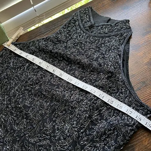 Vintage Elegant Black and Silver Women's Top formal sleeveless evening wear Size L