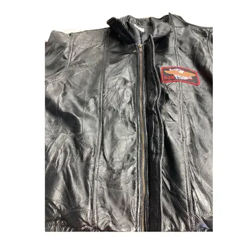 JOBAR INTL INC. MOTO Leather Jacket with USA/Eagle emblem, Men’s Med, Women’s XL Black