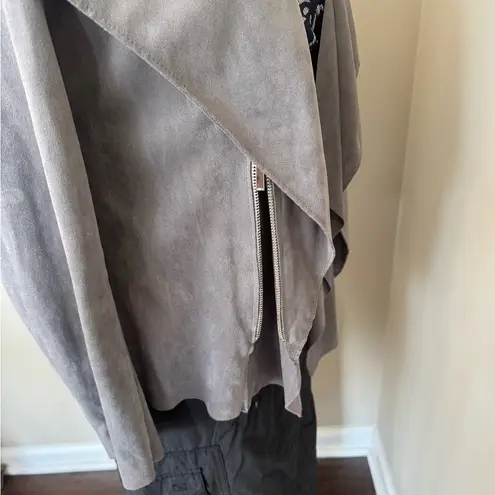 Alfani Faux Suede Waterfall Drape Blazer Like New Gray