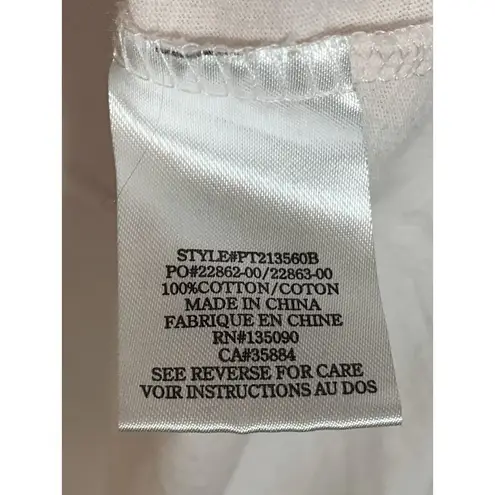 White Crow Buckle V Neck Raw Edge Light Pink T Shirt Size Small