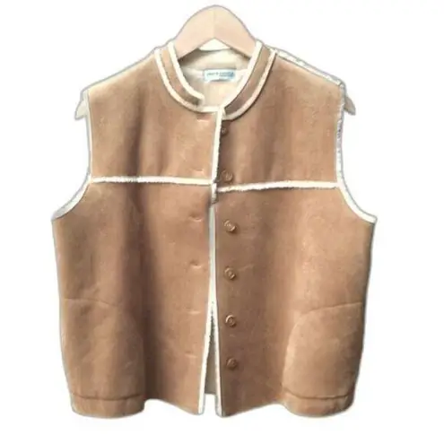 Valerie Stevens Vest Faux Suede Fully Lined Penny Lane Sleeveless Jacket Size LP