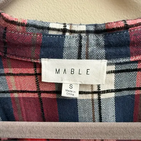 Mable Colette Shirt Button Down Flannel Midi Dress red & blue Size S
