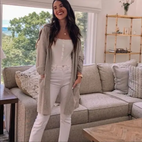 DONNI. Ribbed Sweater Coat, One Size Fits All Gray Size L