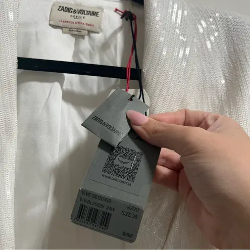 Zadig & Voltaire NEW NWT Vive Sequin Blazer In Judo White Sequins