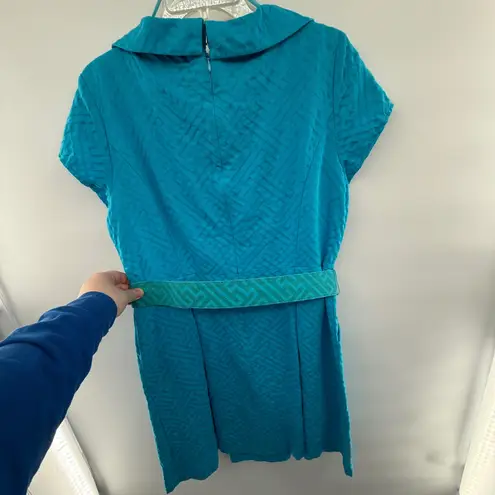 Danny & Nicole Y2K Women's 16 Turquoise Belted Dress 60s Mod Retro Vintage