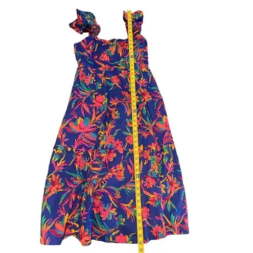 NWT JCrew Floral Tropical Square Neck Midi Dress Blue Size 8