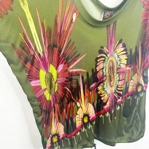 Jean Paul Gaultier Soleil Women’s Small Green Floral Printed Cold Shoulder Top