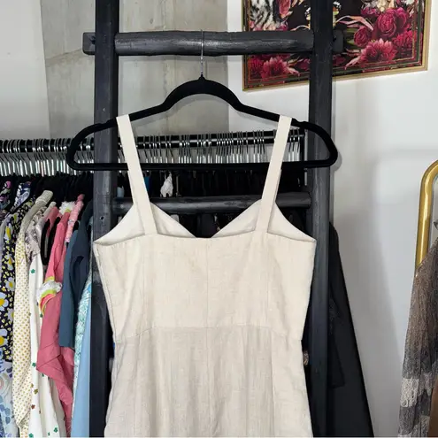 Club Monaco Linen Fluted Hem Mini Dress Beige Neutral