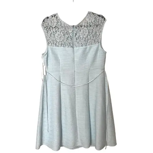 Motherhood Maternity Blue Lace Yoke Fit & Flare Dress Size Large Baby Shower NWT