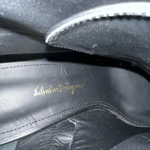 Salvatore Ferragamo Antila Lace Up Black Leather Side Zip Ankle Boots Size 9.5