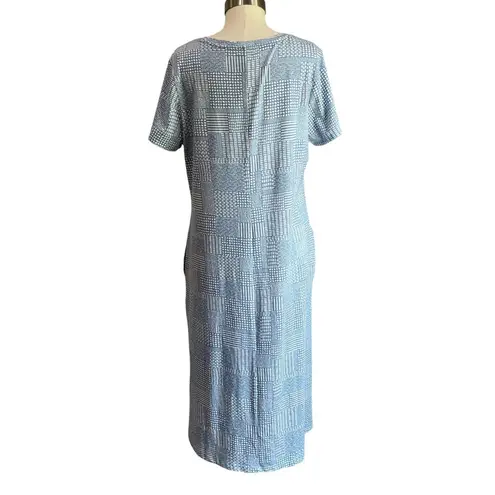 Cuddl Duds CottonWear Blue Chambray Print Midi Dress