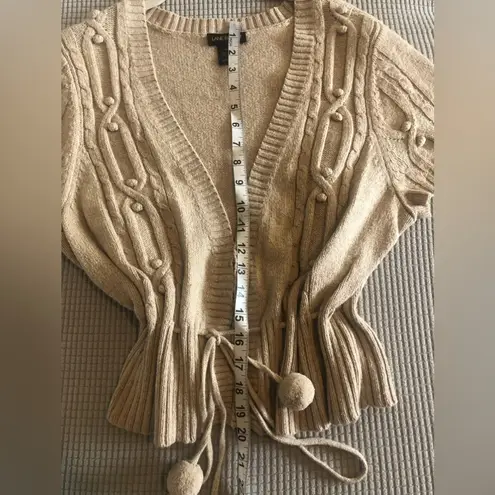 Lane Bryant  Tan waist-length cardigan sweater with tie-string size 14/16