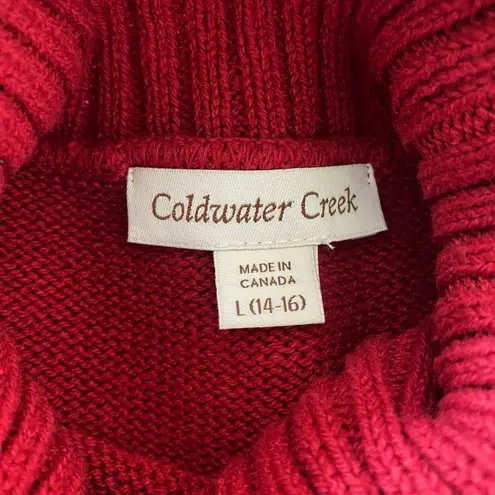 Coldwater Creek Vintage Red White Classic Snowflake Knitted Knit Sweater L