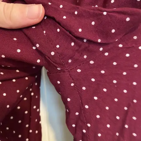 Women’s polka dotted pull on capri casual comfy pants lace hem 30” waist Purple