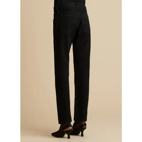 KHAITE Kyle Straight Cotton Denim Jeans in Wilcox Black in Wilcox Size 28