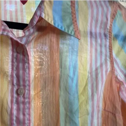 Tommy Hilfiger Vintage  pastel multicolor striped button down shirt preppy office