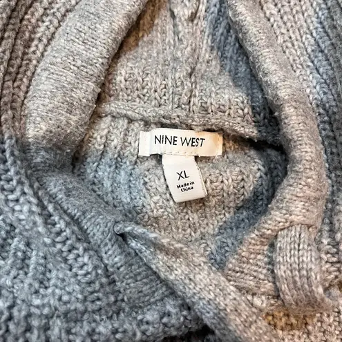 Nine West Women's Gray Ribbed  Heather Grey Pullover Hooded Sweater Size XL