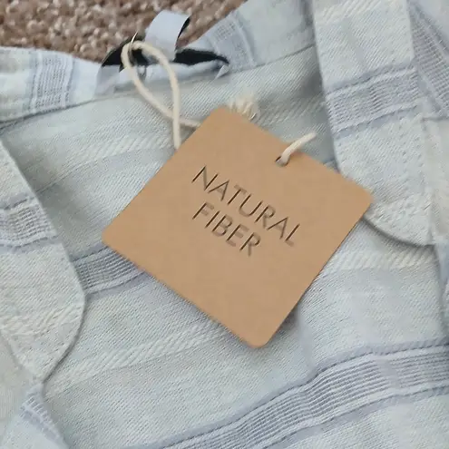 FATE. NWOT light blue striped open front drape cardigan size small