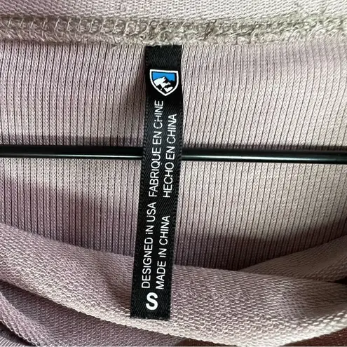 Kuhl Rhea Pullover Hoodie French Terry Cowl Neck Ribbed Shirt Lavender City Grey